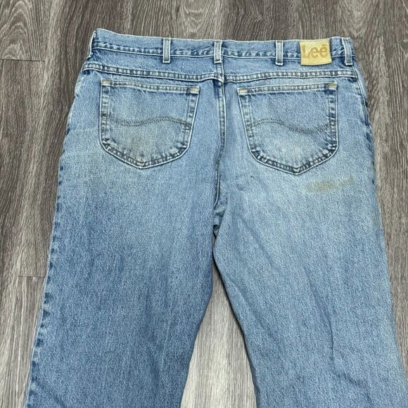 VIntage Lee Jeans Mens 37x31 Blue Light Wash Straight Leg Denim‎ Cowboy Workwear - Picture 3 of 11